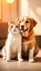 Cat and dog love eachother and are best friends
