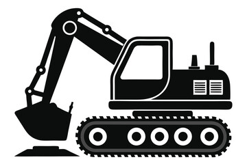 Excavator Silhouette Heavy Machinery, Construction Equipment, and Earthmoving Vehicle Icon Graphic Element