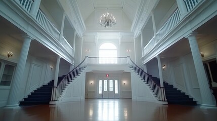 Obraz premium Grand, opulent staircase in a stately mansion.