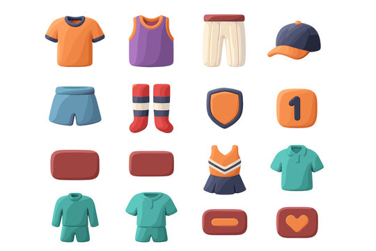 Colorful sports equipment icons in 3d style on gradient background