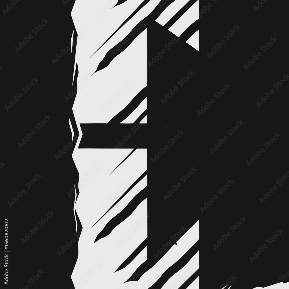 Poster abstract black and white geometric composition with dynamic lines and angular forms