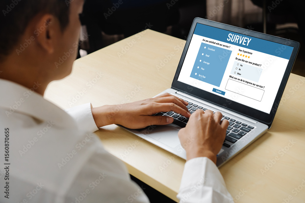 Poster online survey form for modish digital information collection on the internet network