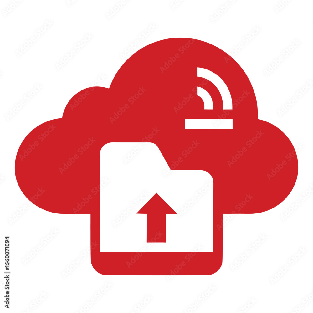 Poster minimalist upload icon for cloud storage and files