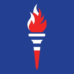 Flaming Torch in USA Flag Colors for Patriotic Use