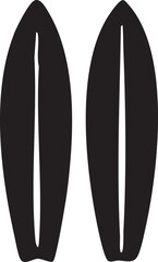 Two Surfboards Silhouettes Stand Side by Side Ready for the Waves Isolated on a White Background Minimalist Design