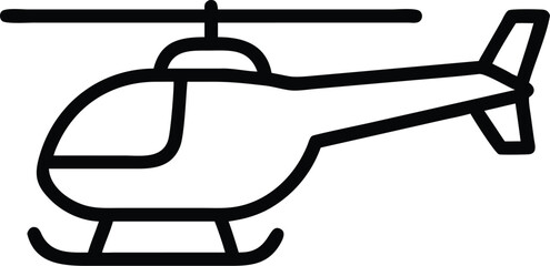 Detailed side view of a helicopter with visible rotor blades isolated on transparent background