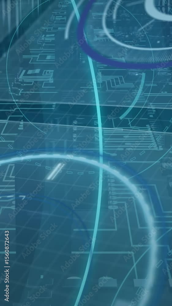 Poster animation of statistics and data processing on grey background