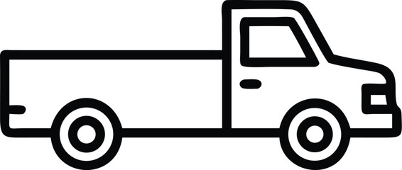 Line art icon of a pickup truck with an open tailgate isolated on transparent background © MstAfia