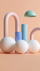 Abstract Geometric Shapes Soft Pastel Colors Minimalist Design Arrangement