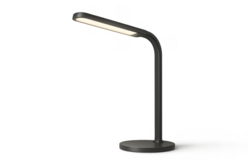 Modern led desk lamp shining on transparent background