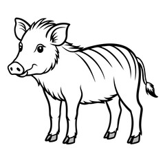 Fototapeta premium Wild boar illustration in black and white line art style 