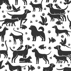 Pet background, pattern set. Collection icon pet. Vector