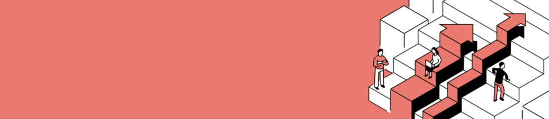 vector illustration of isometric people. business growth	