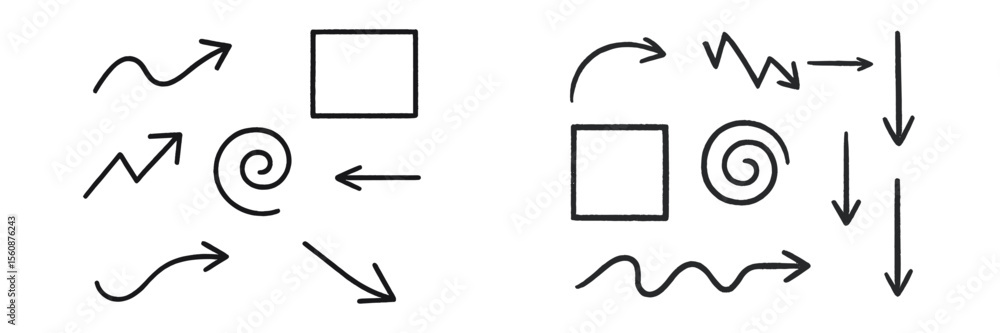 Aufkleber various directional symbols and shapes illustrating movement and flow in design concepts