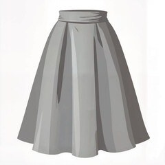 Elegant grey skirt design on white background, timeless fashion