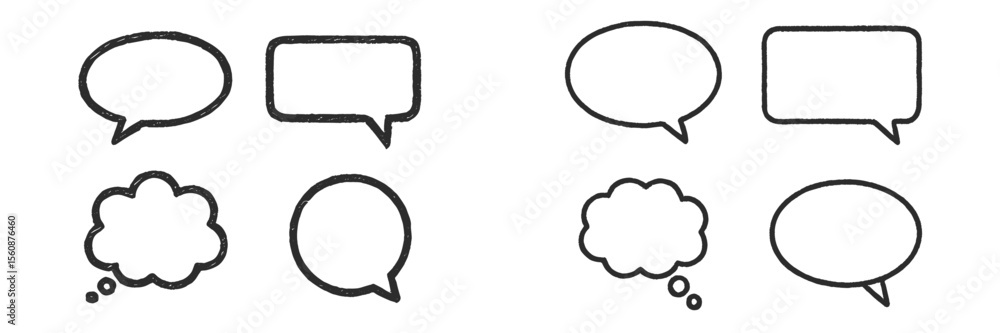 Aufkleber speech bubbles ready for dialogue creation in a minimalist style on a white background