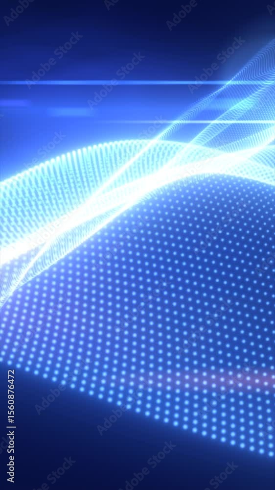 Aufkleber abstract flowing digital wave composed of glowing blue dots forming a dynamic light pattern