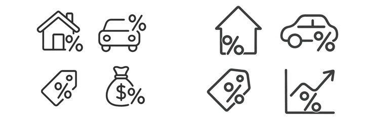 Understanding interest rates for loans and mortgages with common financial symbols represented visually