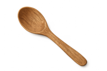 Empty wooden spoon lying on transparent background