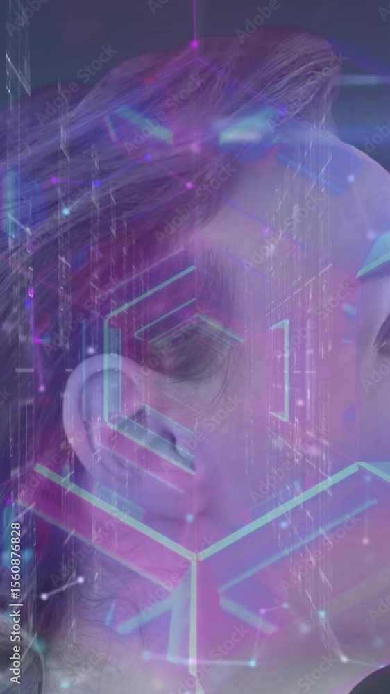 Poster animation of binary coding data processing over male rugby players