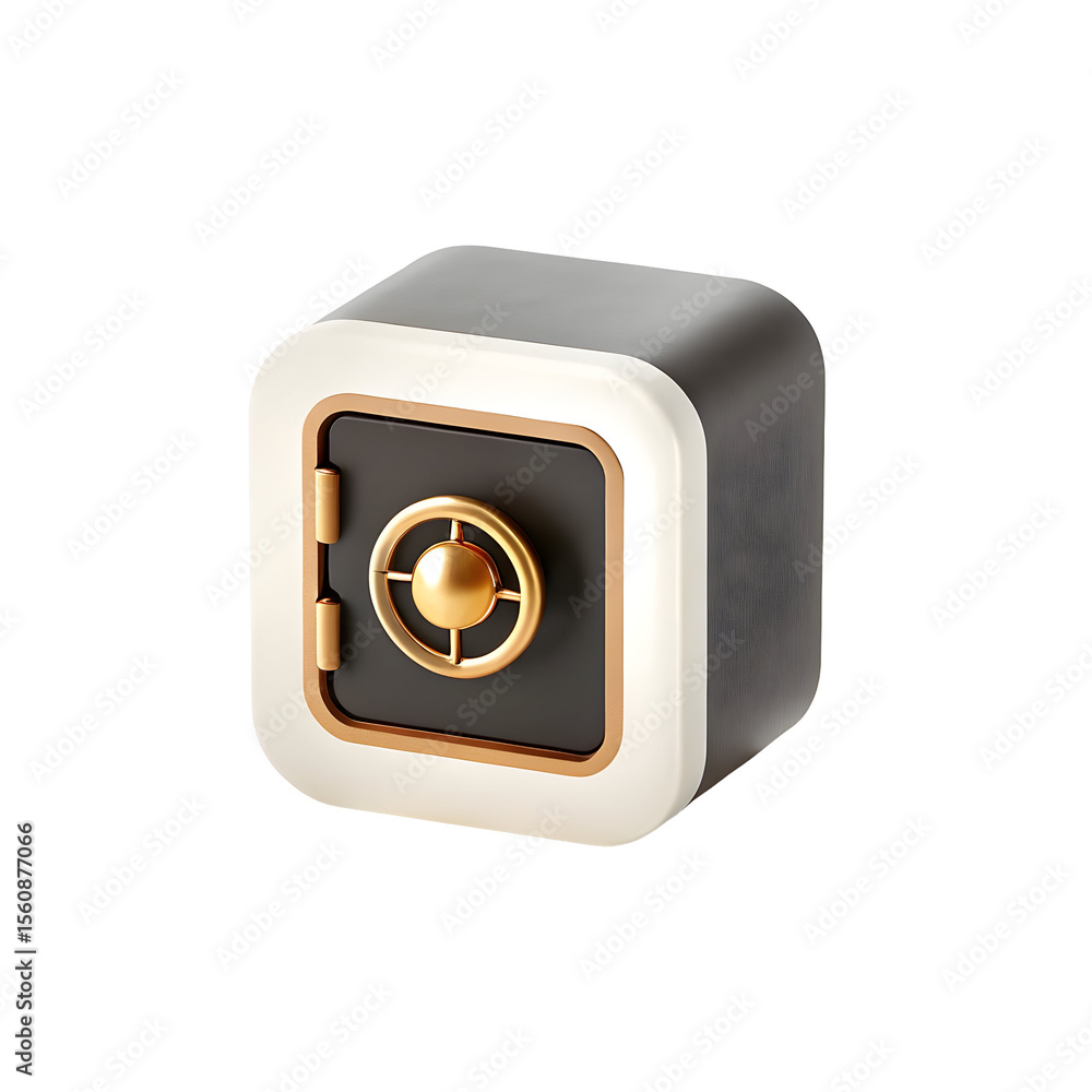 Poster secure vault with golden dial isolated on a transparent background