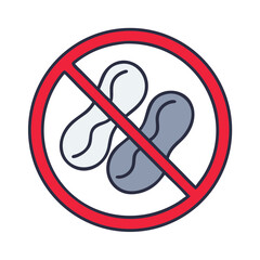No peanuts sign with crossed-out peanuts illustration  