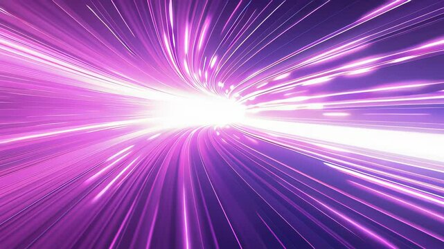 A purple and white image of a tunnel with a white light shining through it. The tunnel is blurry and the light is shining through it, creating a sense of movement and energy