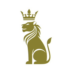 Strong Sitting Lion Graphic Silhouette Vector Illustration