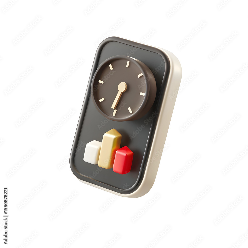 Poster 3d clock graph icon isolated on a transparent background