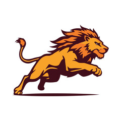 Jumping Angry Lion Isolated Artwork Vector Illustration
