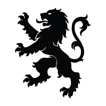 Heraldic Lion Rampant Emblem Vector Illustration