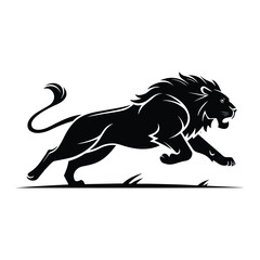 Wild Jumping Angry Lion Vector Illustration