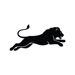 Fierce Jumping Lion Isolated Design Vector Illustration