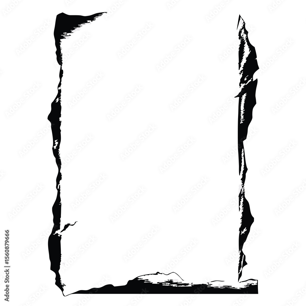 Poster abstract black frame with grunge border effect on a transparent background