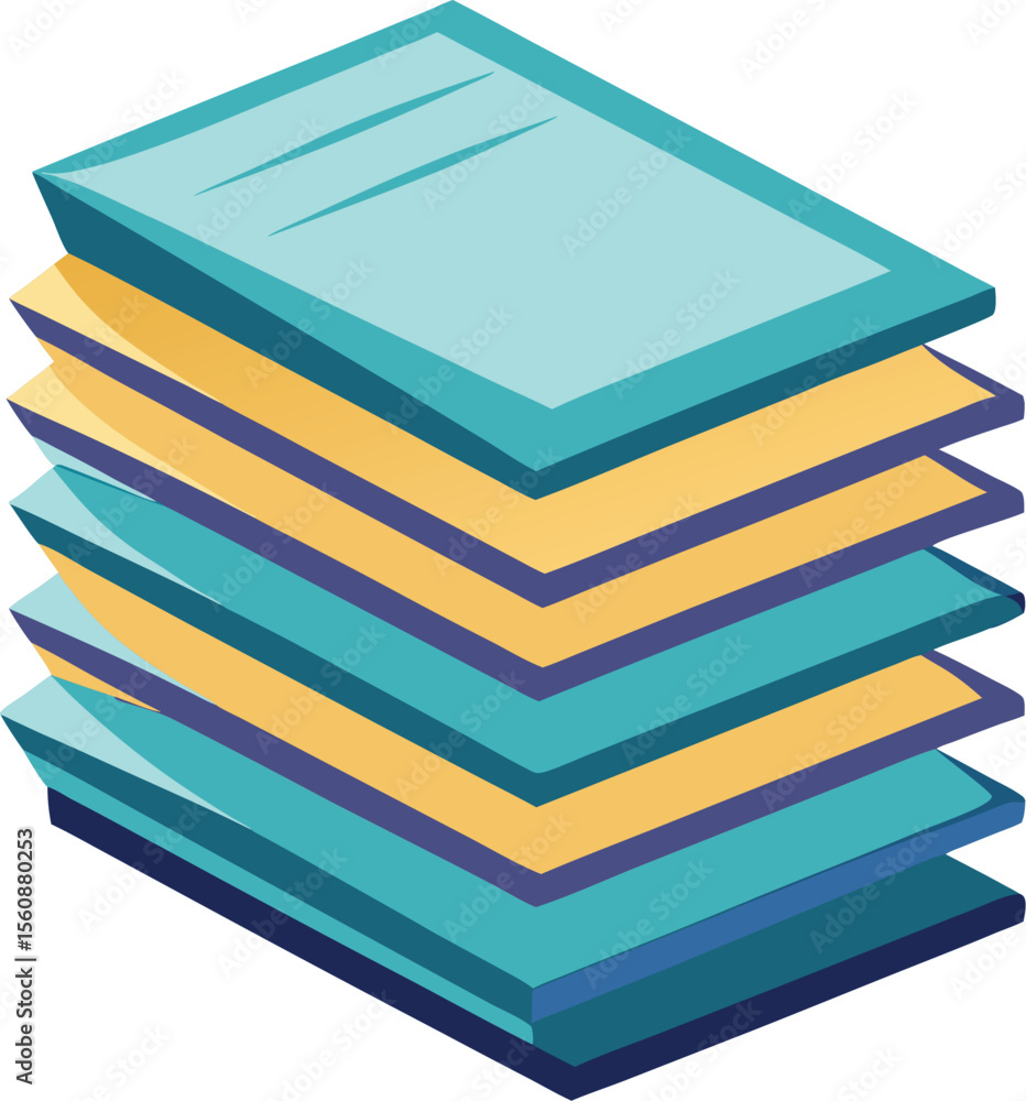 Poster stack of paper sheets isolated on transparent background