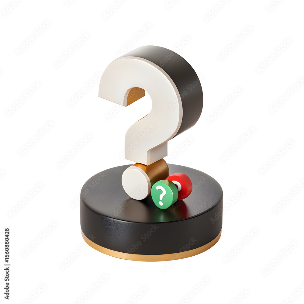 Aufkleber large question mark symbol with small question marks isolated on a transparent background