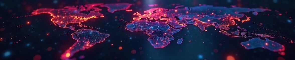 Glowing Network Global Data Exchange Visualization, Abstract Technology Background