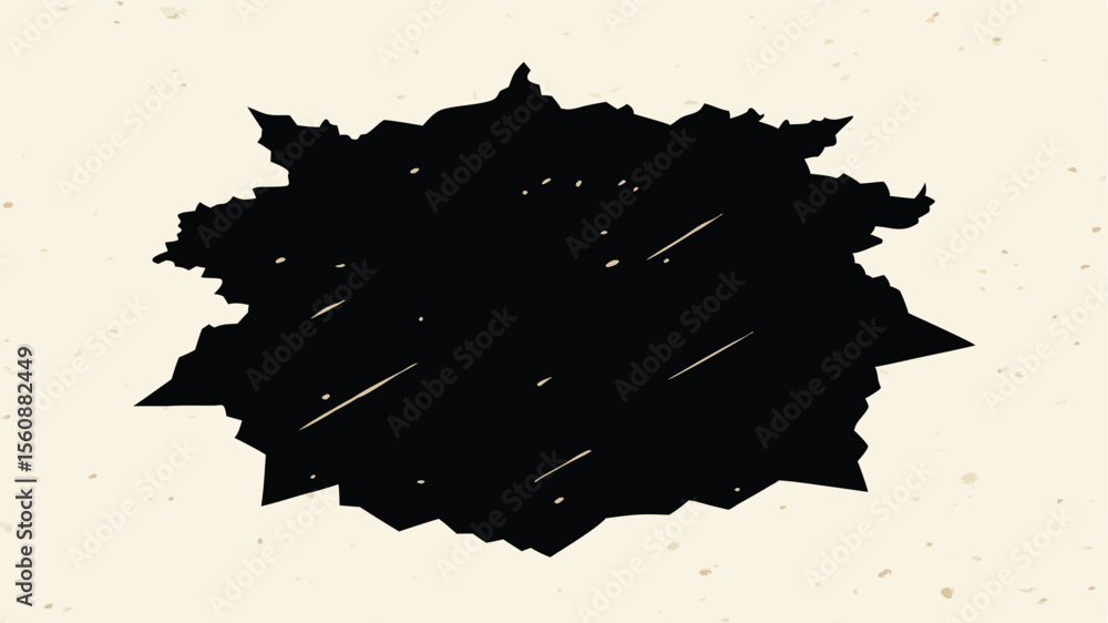 Aufkleber abstract black shape with grungy texture on white background for versatile design