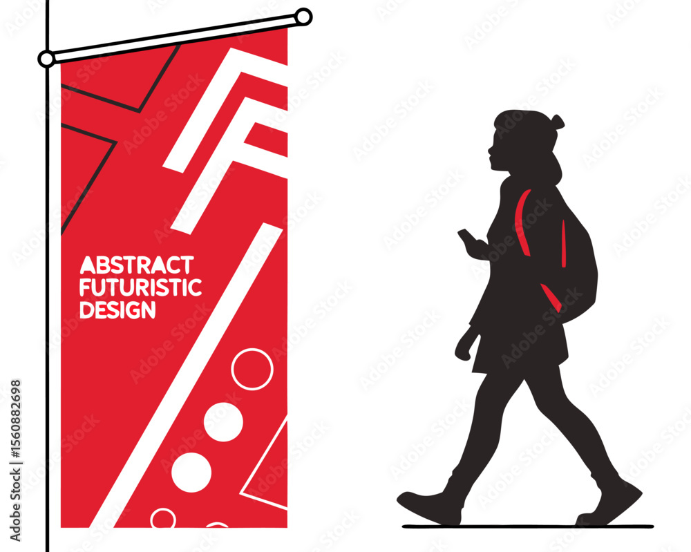 Poster modern technology and retro futurism combine in this abstract banner, set against a cyberpunk backgr