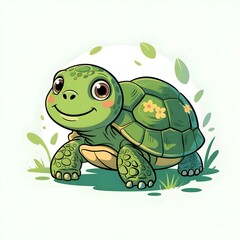 Obraz premium A cute cartoonish turtle illustration on a white background 