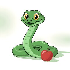 Fototapeta premium A cute cartoonish snake illustration on a white background 
