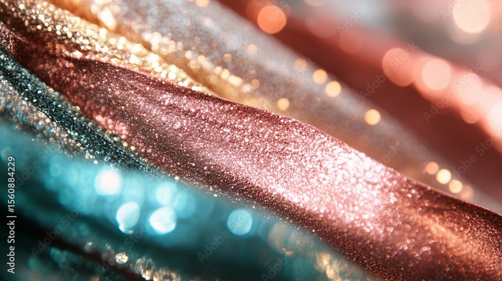 Poster colorful shimmering fabric waves creating a dazzling display of light and texture in a vibrant setti