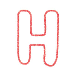 アルファベットH　 手書き文字　かわいい　素材　赤　イラスト　素材　アイコン　クレヨン風
