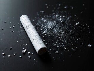 Subtle light on broken white chalk and dust trail