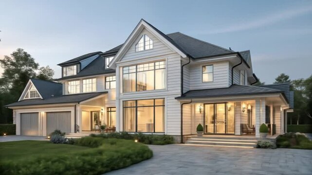 Luxury home exterior design modern farmhouse style architecture real estate residential property showcase