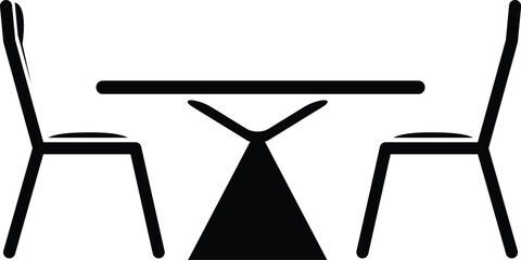 imple Dining Table with Two Chairs Icon Minimalist Furniture Symbol for Restaurants Cafes Home Decor and Interior Design Concepts.