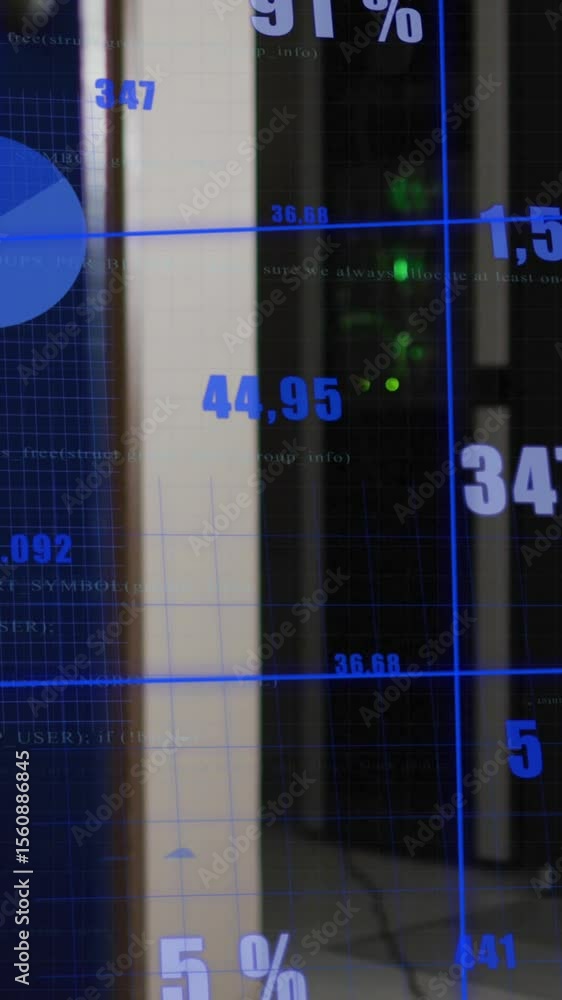 Poster animation of statistical data processing over grid network against computer server room