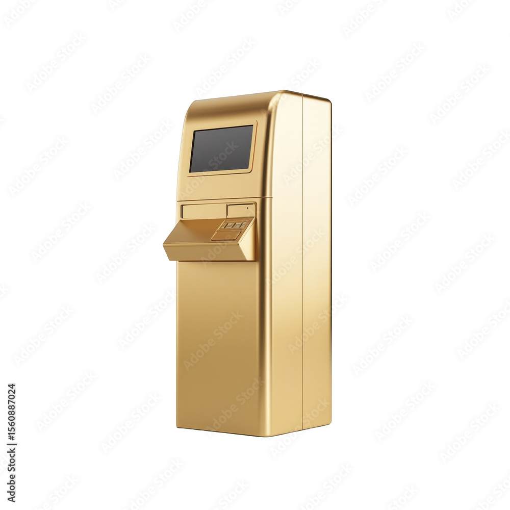 Poster modern golden kiosk machine for digital transactions