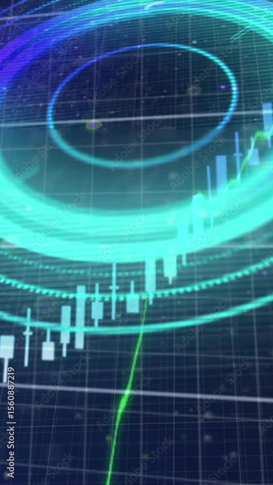 Poster animation of financial data processing over scope scanning