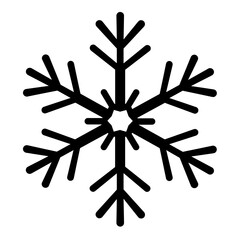 Obraz premium Black snowflake icon with symmetrical design on white background 